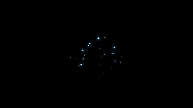 Sparkle twinkle star animation, white cartoon doodle glitter stars, flat vector blinking light motion, glowing star effects on black screen background, 4k looping night sky video