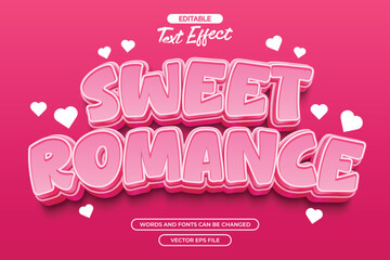 Sweet romance editable text effect with 3d pink cartoon text style and with heart shape decoration