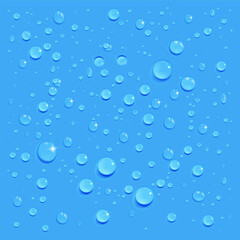 Realistic Water Drop Background with Transparent Droplets, Moisture Condensation, Splash Texture, Dew and Raindrop Effect for Clean Liquid Design