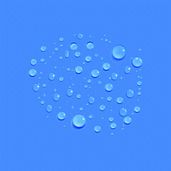 Realistic Water Drop Background with Transparent Droplets, Moisture Condensation, Splash Texture, Dew and Raindrop Effect for Clean Liquid Design