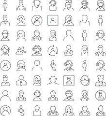 Doctor, Dispatcher, Office Worker Outline Style Icons for Design, Cards, Apps, Social Networks