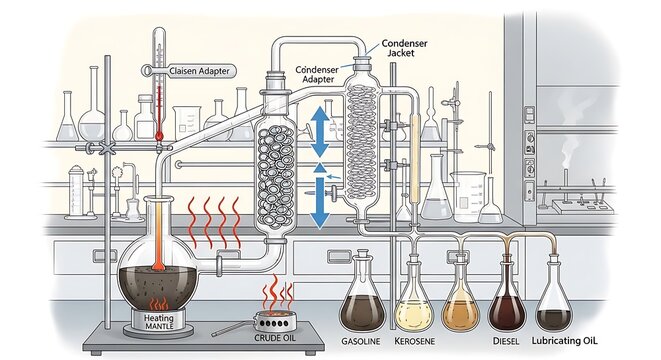 Laboratory Distillation Apparatus - Detailed Scientific Experiment Setup.