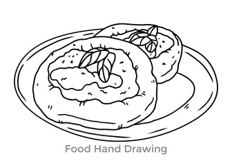 Pizzette Fritte Delightful Appetizer: A simple, yet inviting line drawing of a delectable appetizer, perfect for culinary and design projects.