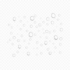 Realistic Water Drop Background with Transparent Droplets, Moisture Condensation, Splash Texture, Dew and Raindrop Effect for Clean Liquid Design