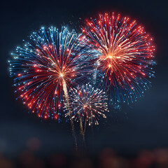Exploding fireworks in national American colors. Vector
