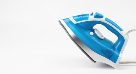 Electric Iron for Clothes Garment Care Appliance White Background Smooth Wrinkle Free Fabric Fresh Laundry