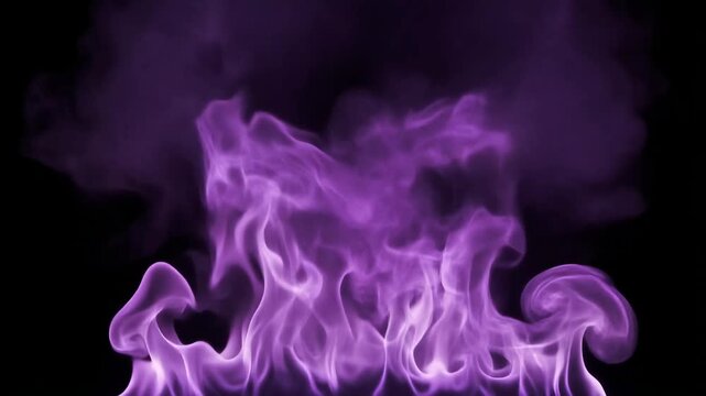Abstract Purple Fire Flames Dancing in Darkness.