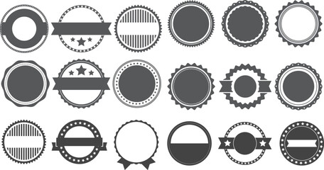 Set of Blank Circular Badges and Vintage Style Labels