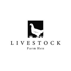 Chicken logo design for chicken farm with simple and minimalist black silhouette of livestock farmer, vector illustration template concept and poster
