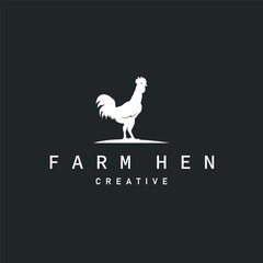 Chicken logo design for chicken farm with simple and minimalist black silhouette of livestock farmer, vector illustration template concept and poster © Arya19