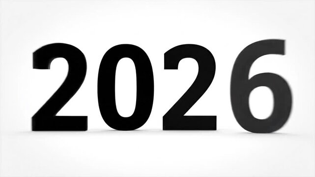 Dynamic countdown sequence showing numbers from 3 to 1 with year 2026 in transition