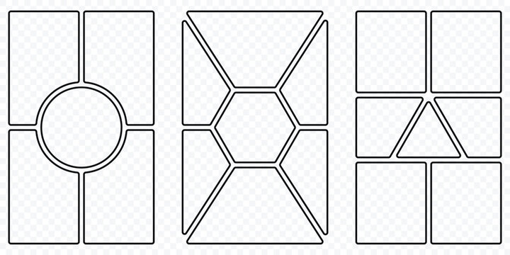 Photo mosaic collage template. Beige mosaic mood board grid collection. Image collage layout template set  for photo album, comic page, flyer, banner, poster, brochure, booklet, memory wall vector. 