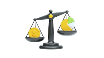 Balance Scale Weighing Money vs. Chart - Financial Concept