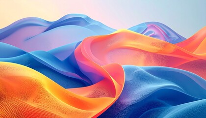 Vibrant Mesh Gradient Waves in Coral, Blue, and Yellow - Abstract Background