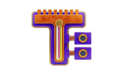 Abstract 3D Letter T with Futuristic Design on White