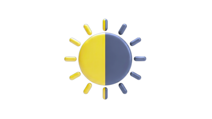 3D Sun Icon with Day and Night Concept