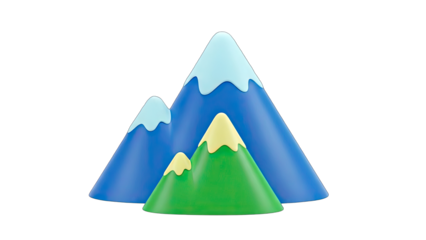 3D Rendered Mountains with Snowcaps on White Background