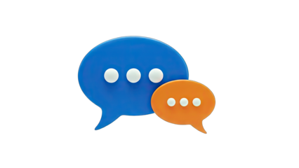 3D Speech Bubbles Communicating on White Background
