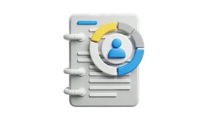 3D Report with Pie Chart Illustrating User Data