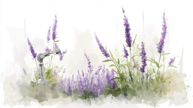 Exploring the Future of Robotics with Adaptable Cobots in a Bright Greenhouse with Lavender Flowers