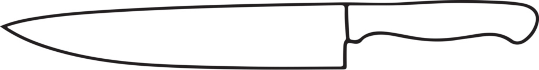 Kitchen Knife for Chef or Cook Hand-drawn Sketch Drawing Vector Illustration, Line Linear Symbol Engraving Coloring Book, Black and White Isolated