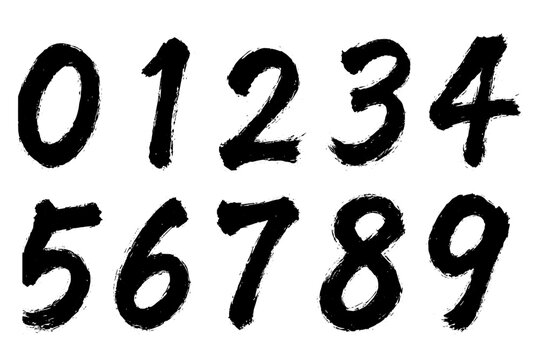 Dynamic Japanese brush calligraphy numbers with strong ink splash effect
