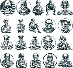 Skeleton Air Force, Military Skull Svg