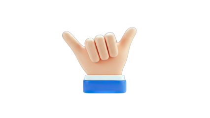 3D Hand Gesture: Shaka Sign on White Background