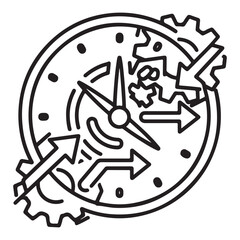 vector illustration of a clock line art icon