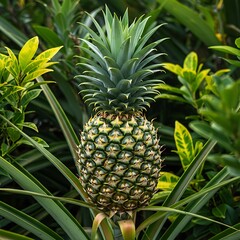 Obraz premium Lush Pineapple: Tropical Greens & Golden Fruit Delight