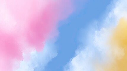 Obraz premium Soft Pastel Clouds in Pink, Blue, and Yellow Hues with a Dreamlike Aesthetic for Creative Projects and Backgrounds
