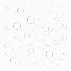 Realistic Water Drop Background with Transparent Droplets, Moisture Condensation, Splash Texture, Dew and Raindrop Effect for Clean Liquid Design