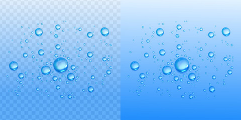 Realistic Water Drop Background with Transparent Droplets, Moisture Condensation, Splash Texture, Dew and Raindrop Effect for Clean Liquid Design