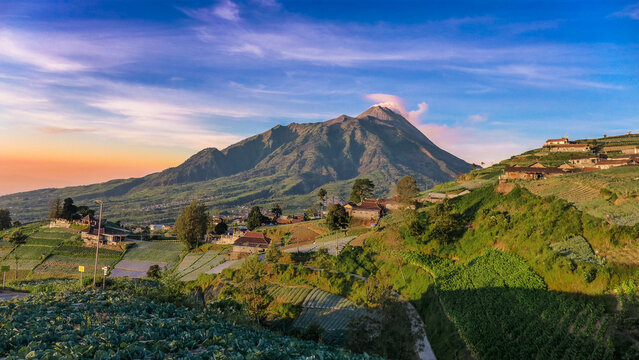 Scenic Landscape of Mount Merapi from Merbabu