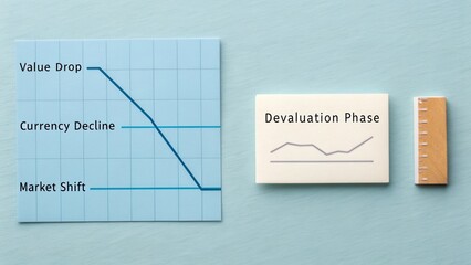 Financial Graph Illustrating Value Drop, Currency Decline, and Market Shift in Devaluation Phase