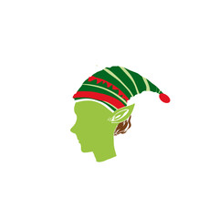 icon of elf head wearing colorful hat