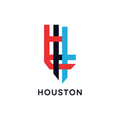 Obraz premium Houston skyline logo with abstract shapes and text 