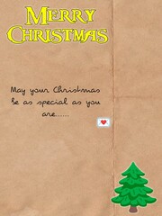 Merry Christmas greeting poster illustration with festive text message, winter holiday background and seasonal celebration design