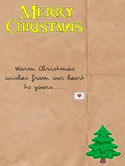 Merry Christmas greeting poster illustration with festive text message, winter holiday background and seasonal celebration design