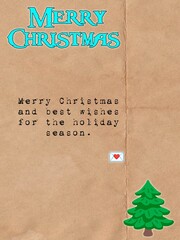 Merry Christmas greeting poster illustration with festive text message, winter holiday background and seasonal celebration design