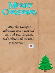 Merry Christmas greeting poster illustration with festive text message, winter holiday background and seasonal celebration design