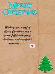 Merry Christmas greeting poster illustration with festive text message, winter holiday background and seasonal celebration design