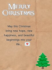 Merry Christmas greeting poster illustration with festive text message, winter holiday background and seasonal celebration design