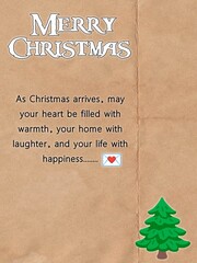 Merry Christmas greeting poster illustration with festive text message, winter holiday background and seasonal celebration design