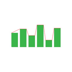 Green Bar Chart Growth Icon Isolated on Transparent Background