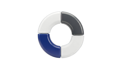 3D Segmented Circle Diagram on White Background