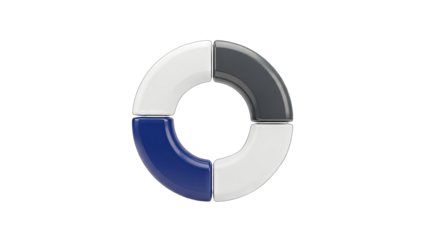 3D Segmented Circle Diagram on White Background