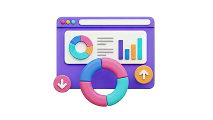 3D Data Analysis Interface with Charts and Diagrams