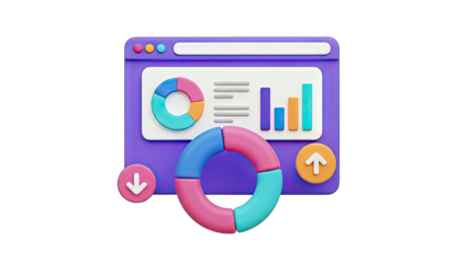 3D Data Analysis Interface with Charts and Diagrams