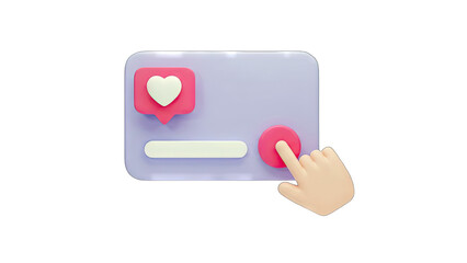 3D Hand Pressing Button on Social Media Interface